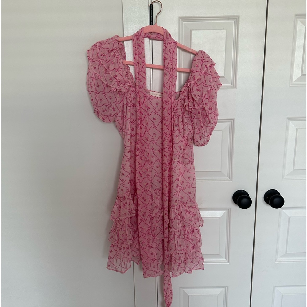 Loveshackfancy pink bow dress size 2